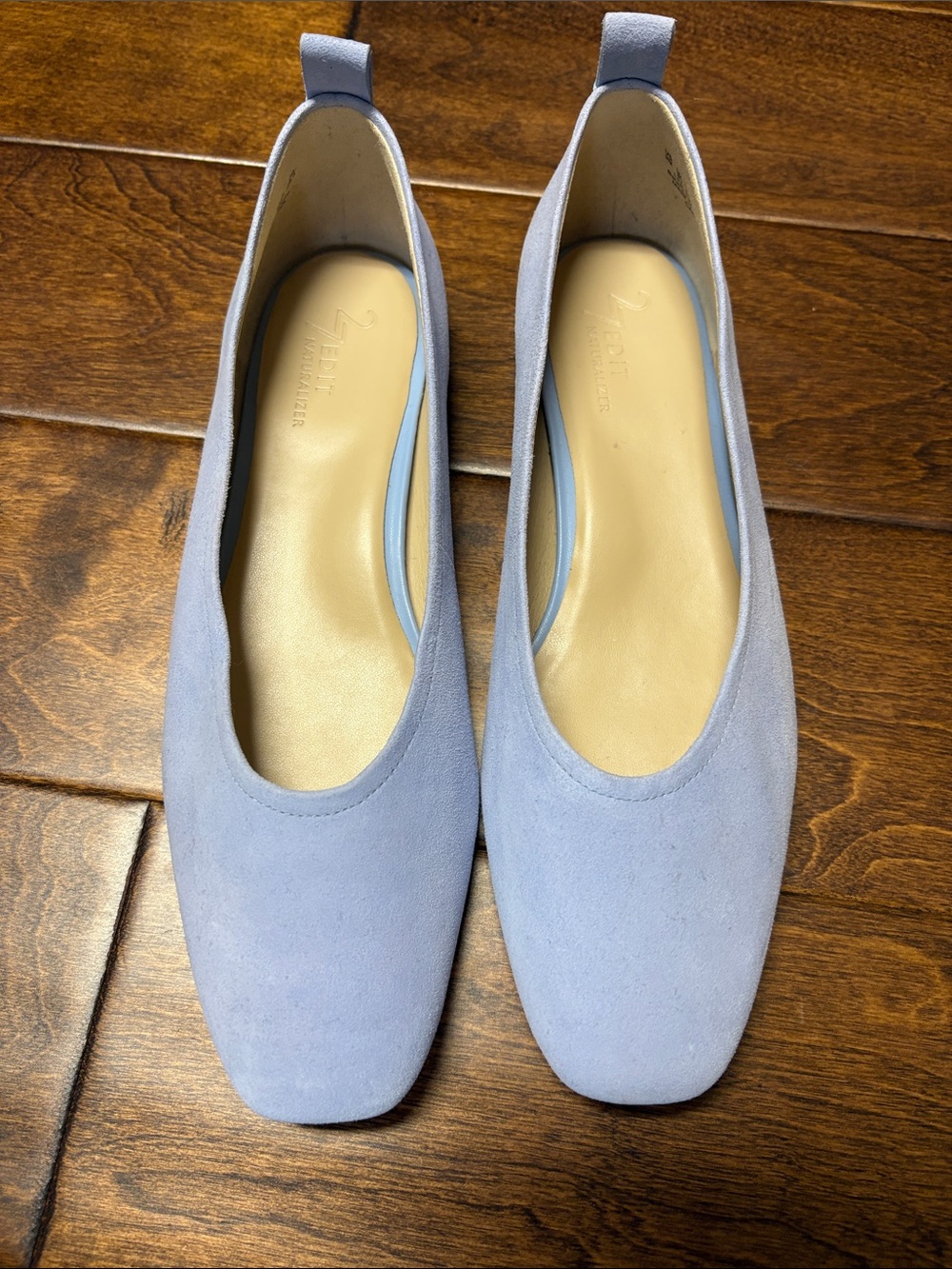 Women's Blue Suede Naturalizer Carla Square-Toe Ballet Flats